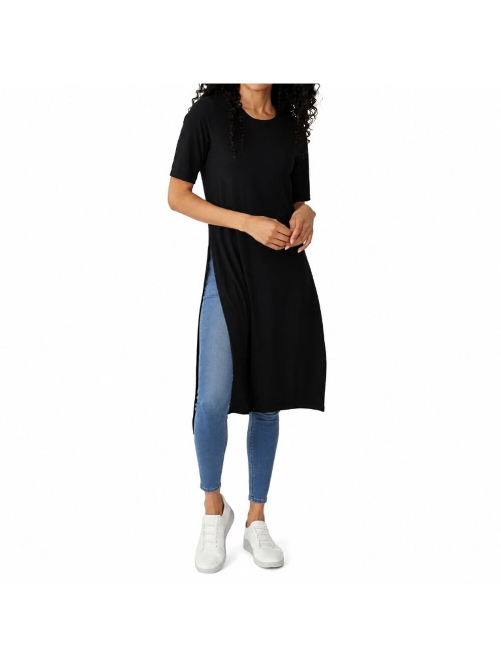 NEW Marallis Black Tunic Side Slit Top - Medium